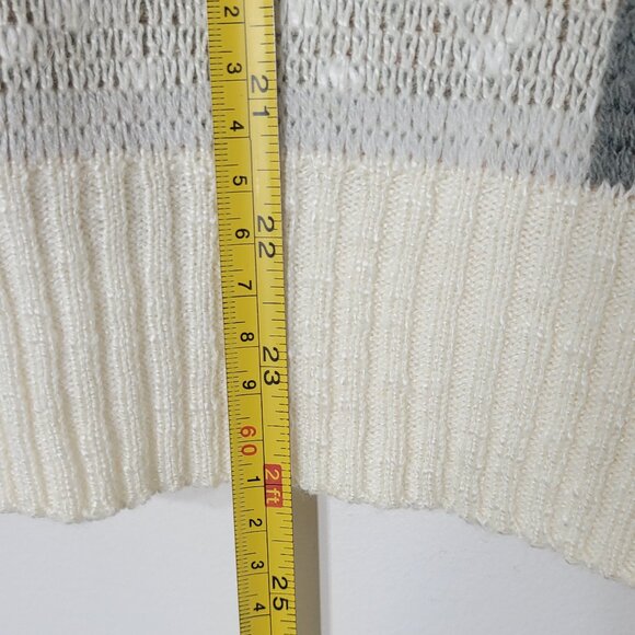 Vintage Knitted Ivory Yellow Striped Green Cotton Blend V-Neck Sleeveless Vest - Picture 8 of 10